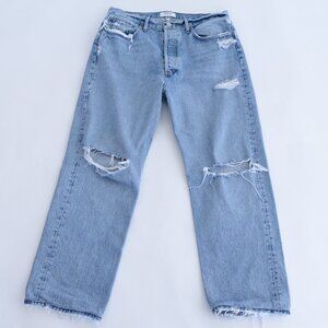 Agolde Los Angeles Loose Distressed 100% Cotton Light Wash Blue Denim 90s Jeans